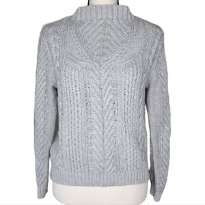 Ina Vokich Mock Neck Cable Knit Sweater in Grey